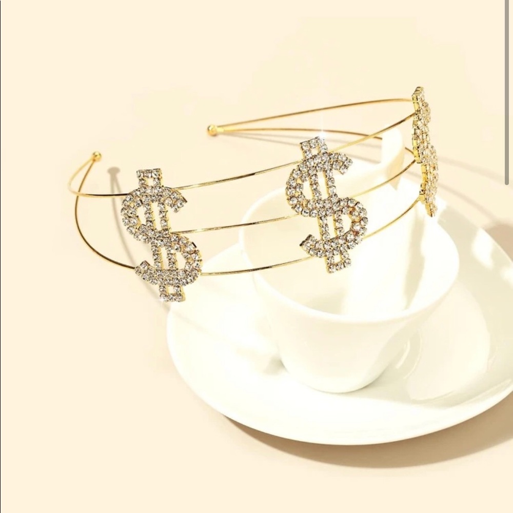 Gold blingy dollar sign headband